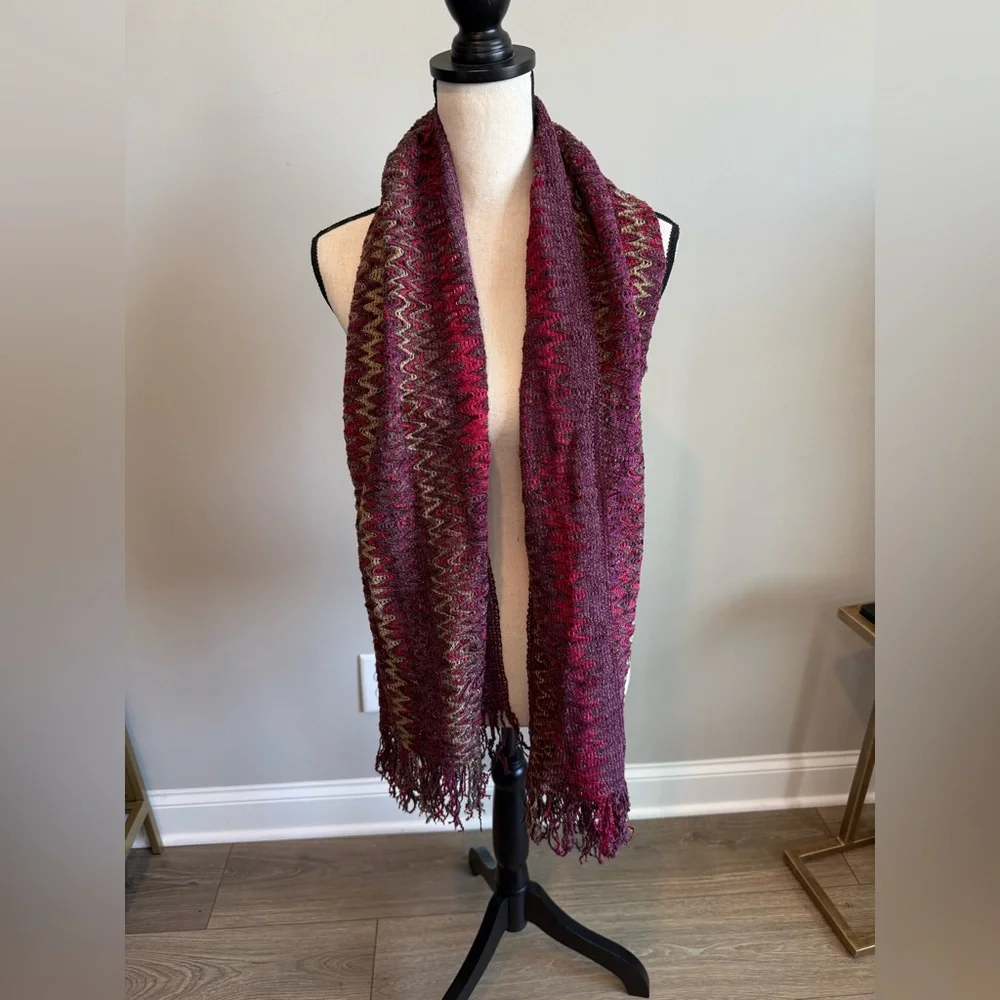 MISSONI Wave ZigZag Shimmer Fringe Scarf